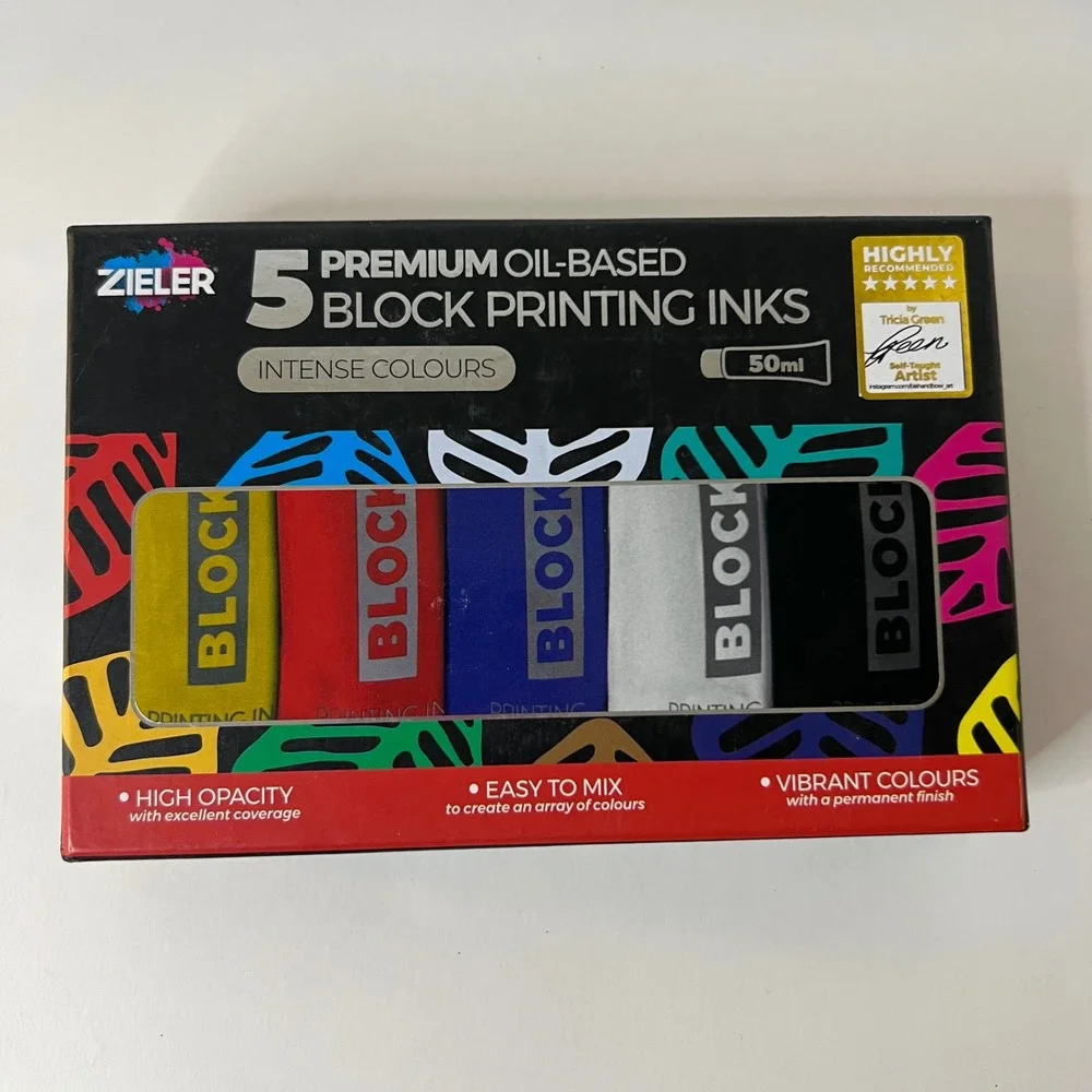 Zeiler 5 Premium Oil Based Block Printing Inks‎ Intense Colours 50ML NIB